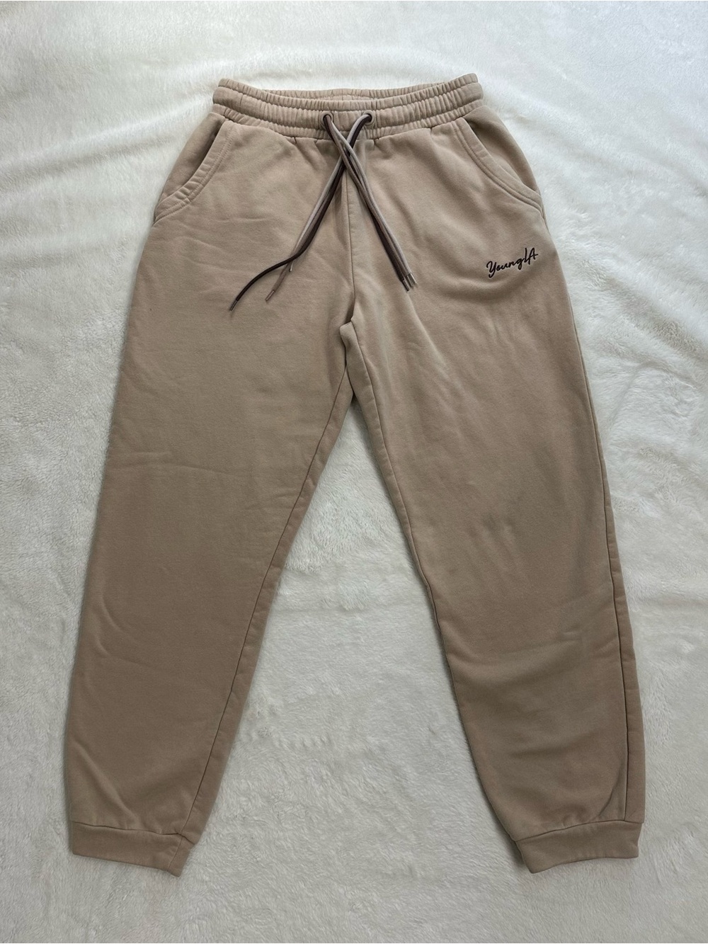 YoungLA For Her W207 Triple String Joggers Tan Beige Size Small
